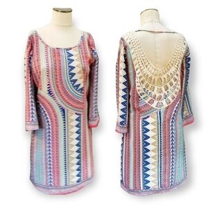 Jay long sleeve open embroidery back boho dress Size Small
